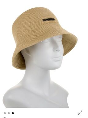 Jacquemus Tan Woven Bucket Hat with Logo
